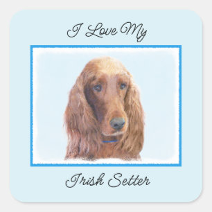 Sticker Carré Peinture de Setter irlandais - Joli art original d