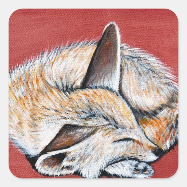 Sticker Carré Peinture Fennec Fox (Devant)