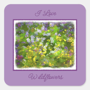 Sticker Carré Peinture fleur sauvage Impasto - Art Fleur Origina