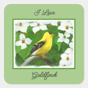 Sticker Carré Peinture Goldfinch - Cute Original Chien Art