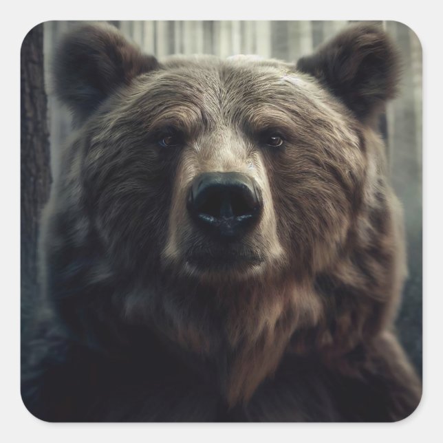 Sticker Carré Peinture grizzli (Devant)