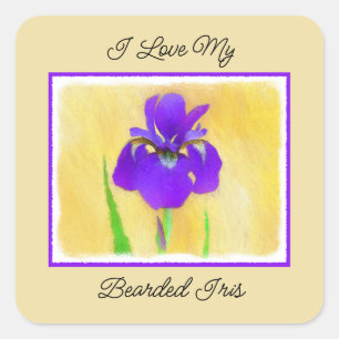 Sticker Carré Peinture Iris Violet - Art Fleur Originale