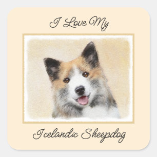 Sticker Carré Peinture islandaise pour chien de mer - Art origin