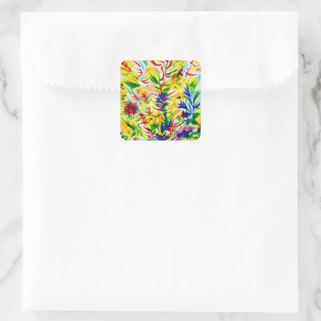Sticker Carré Peinture Jaune Été Ensoleillé (Sac)