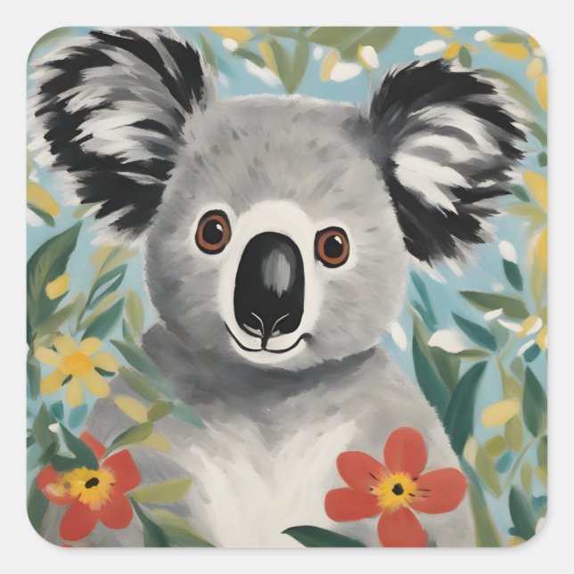 Sticker Carré Peinture Koala (Devant)