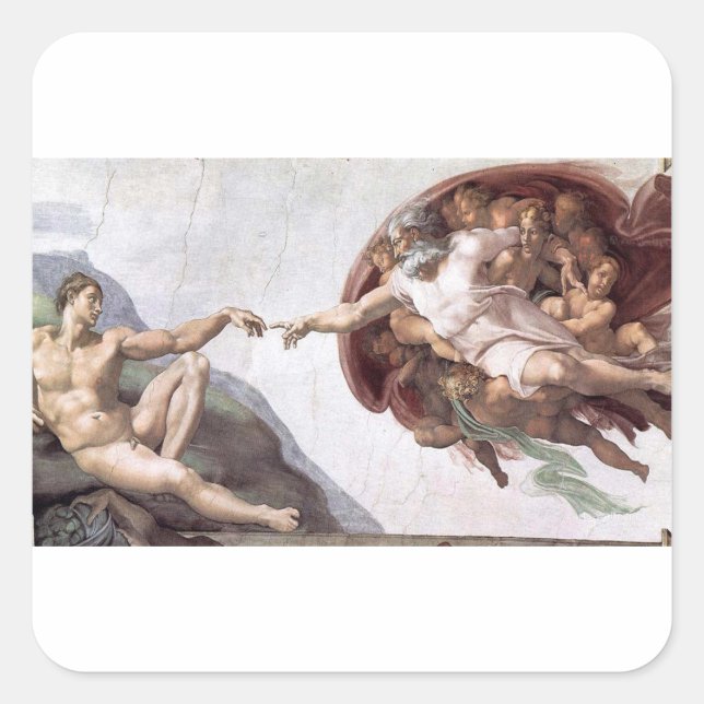 Sticker Carré Peinture Michelangelo originale dans la chapelle d (Devant)