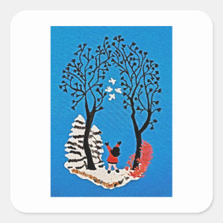 Sticker Carré Peinture par ma tante Janis (image améliorée)