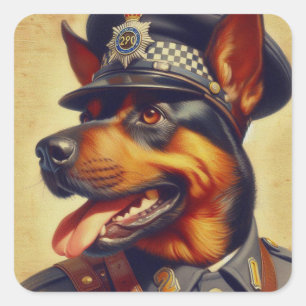 Sticker Carré Peinture par Rottweiler rétro
