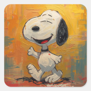 Sticker Carré Peinture Pop Art de Chien Beagle Joyeux