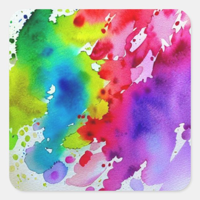 Sticker Carré Peinture Rainbow (Devant)
