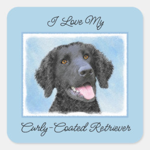 Sticker Carré Peinture Retriever recouverte de boue - Art Chien