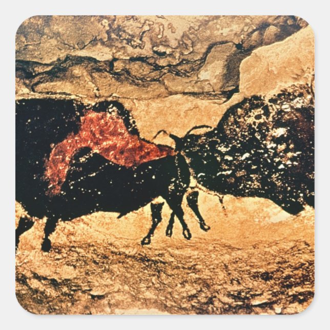 Sticker Carré Peinture rocheuse de bison, c.17000 av. (Devant)