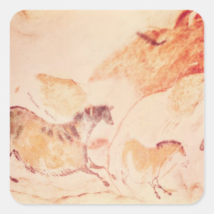 Sticker Carré Peinture rocheuse de chevaux, c.17000 av.