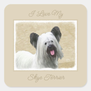 Sticker Carré Peinture Skye Terrier - Cute Original Chien Art Sq