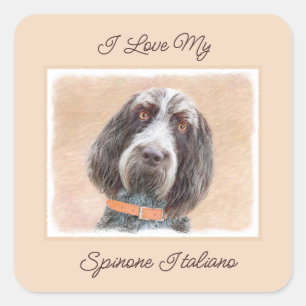 Sticker Carré Peinture Spinone Italiano - Belle Art Original Chi