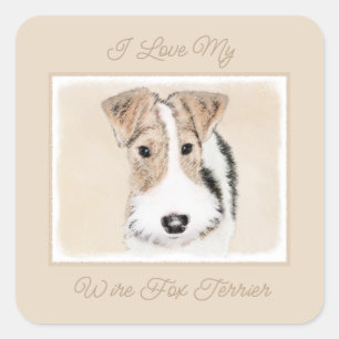 Sticker Carré Peinture Terrier de Renard de fil - Cute Original 