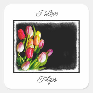 Sticker Carré Peinture Tulip - Art Fleur original