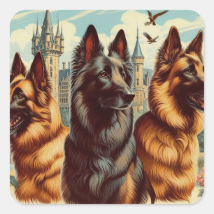 Sticker Carré Peinture vintage belge Tervuren