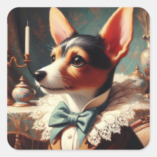 Sticker Carré Peinture vintage Toy Fox Terrier