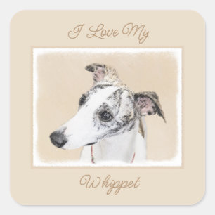 Sticker Carré Peinture Whippet - Joli chien d'origine Art Carré