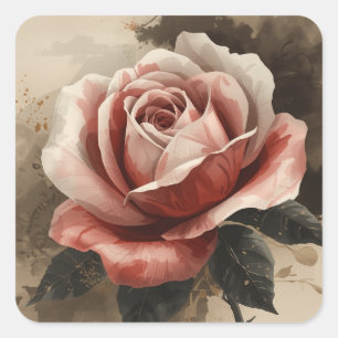 Sticker Carré Peintures Images représentant des roses épanouies