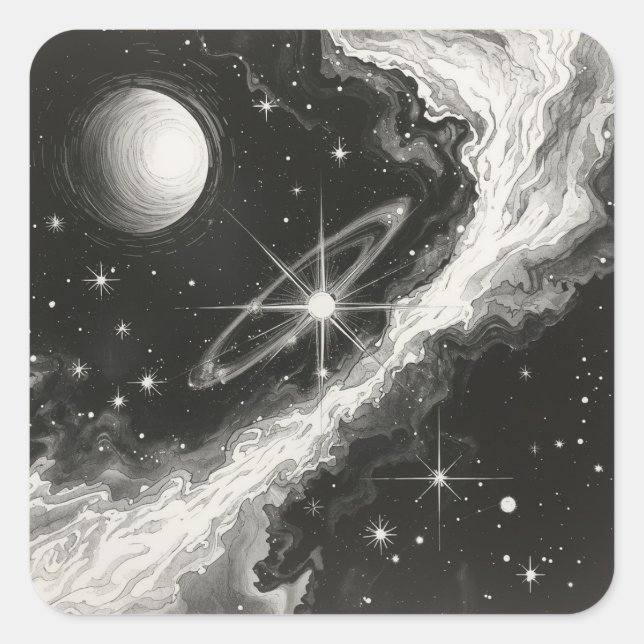 Sticker Carré Peintures pour les Amateurs d'Espace (Devant)