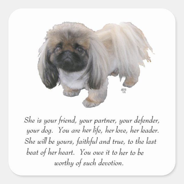 Sticker Carré Pekingese Keepsaké - Femme (Devant)