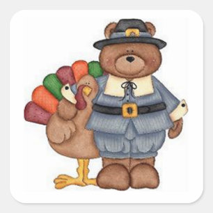 Sticker Carré Pèlerin et la Turquie de nounours