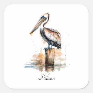 Sticker Carré Pelican debout sur un poteau personnalisable