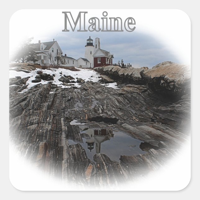 Sticker Carré Pemaquid point Lighthouse Maine (Devant)
