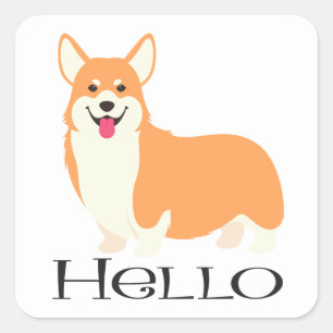 Sticker Carré Pembroke Welsh Corgi Bonjour Chien Chien Chien Chi