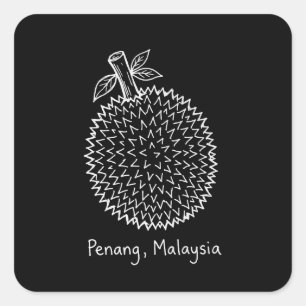 Sticker Carré Penang, Malaisie Durian