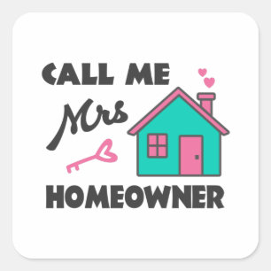 Sticker Carré Pendaison de crémaillère Appelez-moi Mme Propriéta