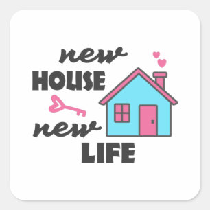 Sticker Carré Pendaison de crémaillère Nouvelle Maison Nouvelle