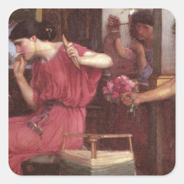 Sticker Carré Penelope And The Suitors - John William Waterhouse (Devant)