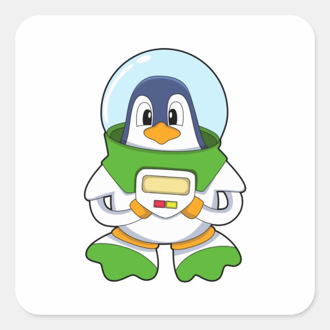 Sticker Carré Penguin en astronaute costume (Devant)