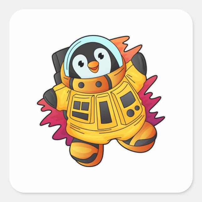 Sticker Carré Penguin en costume d'astronaute (Devant)