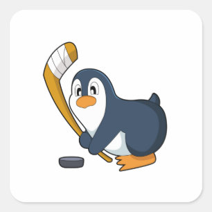 Sticker Carré Penguin Hockey sur glace bâton de hockey sur glace