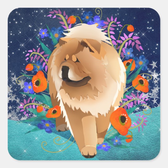 Sticker Carré PENNY 4 NOS PENSÉES Chow stars- choisir taille/sty (Devant)