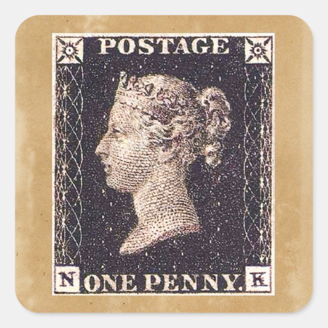 Sticker Carré Penny Black Postage Timbre (Devant)