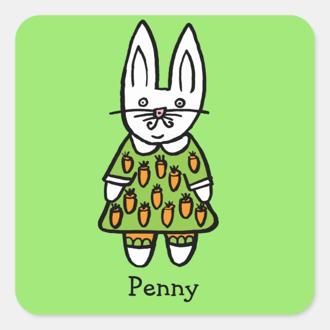 Sticker Carré Penny le lapin personnalisé (Devant)
