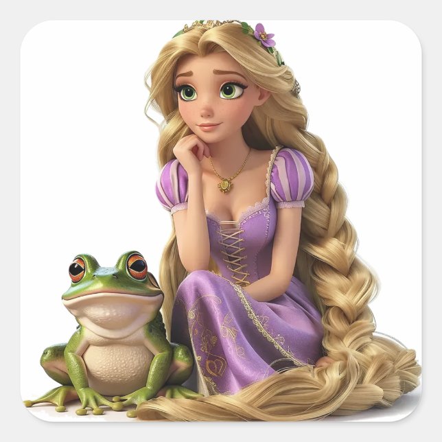 Sticker Carré Penser Rapunzel (Devant)