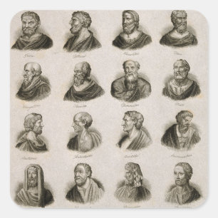 Sticker Carré Penseurs antiques de portrait de philosophes