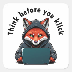 Sticker Carré Pensez avant de cliquer - Sécurité informatique