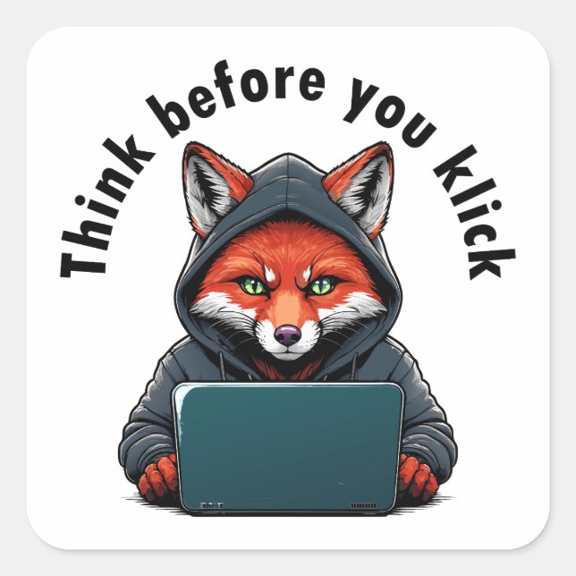 Sticker Carré Pensez avant de cliquer - Sécurité informatique (Devant)