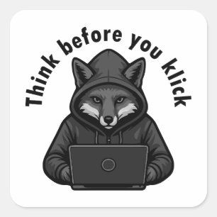 Sticker Carré Pensez avant de cliquer - Sécurité informatique