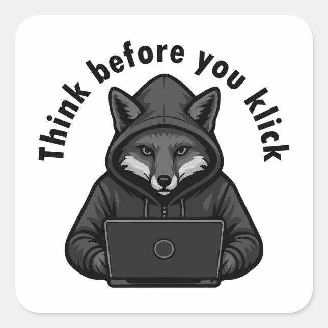 Sticker Carré Pensez avant de cliquer - Sécurité informatique (Devant)