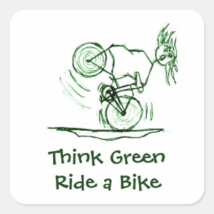 Sticker Carré Pensez Green Ride a Bike