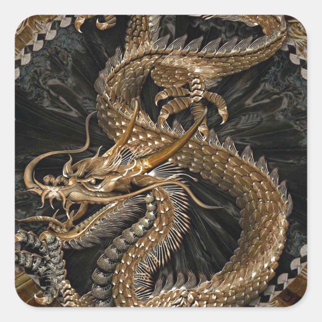 Sticker Carré Pentagramme dragon (Devant)