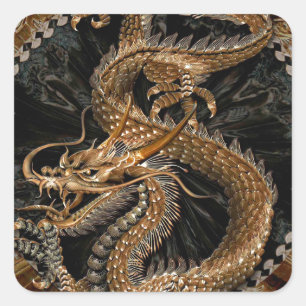 Sticker Carré Pentagramme dragon